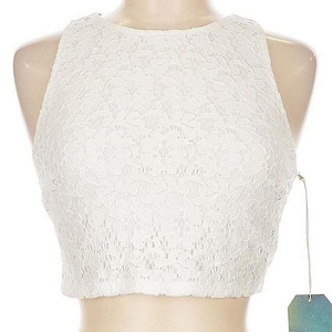 White lace Crop-top bridal white cropped top SMYM tops